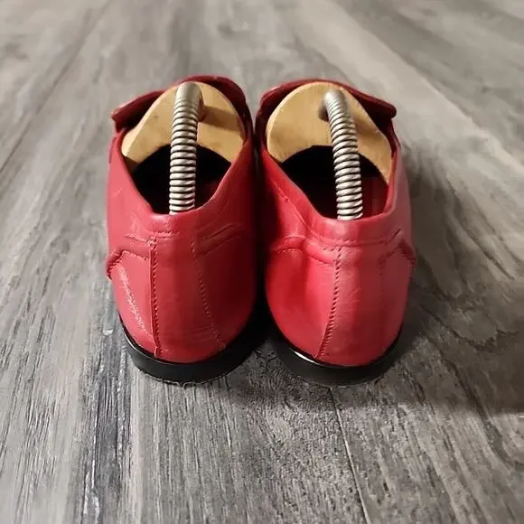 Zara Red Leather Loafers with Gold Hardware Women's Size 39 - Picture 2 of 7